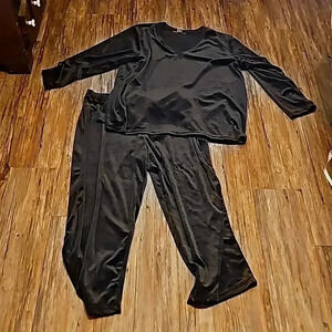 Vintage Womens Roamans Black Polyester Velour 2 PC Tracksuit 1 X Petite